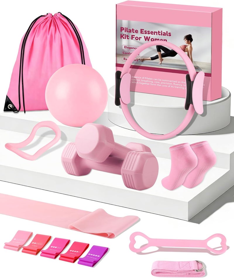 PATISYNC 13/15Pcs Pilates Kit for Women, Pilates Equipment for Home Workouts with Magic Circle, Ball, Resistance Bands, Pilates Starter Set for Strength, Toning and Flexibility - Image 1